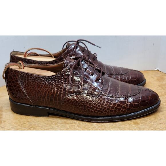 Foster Rainey Alligator Dress Shoes Brown Leather Size US 7 M Spain EUC